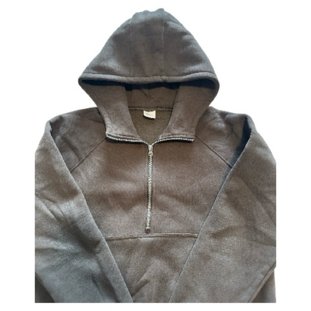 XIEEREDUO | Sweatshirts Half Zip Cropped Pullover Brown Hoodie | Size Large NWOT - Picture 7 of 11